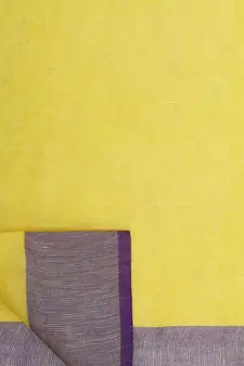 Yellow Woven Linen Saree With Blouse