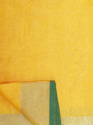 Yellow Woven Linen Saree With Blouse 3