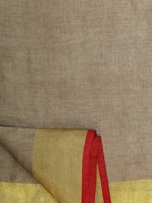Golden Linen Saree With Blouse 3