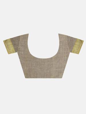 Golden Linen Saree With Blouse 4