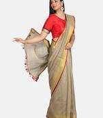 Golden Linen Saree With Blouse