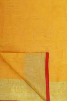 Yellow Woven Linen Saree With Blouse