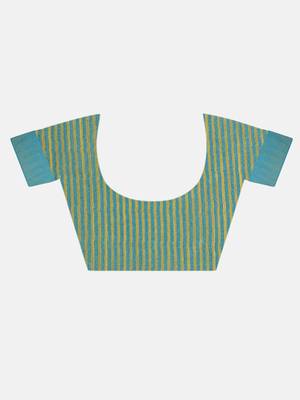 Green Hand Woven Poly Silk Handloom Sarees 3