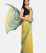 Green Hand Woven Poly Silk Handloom Sarees