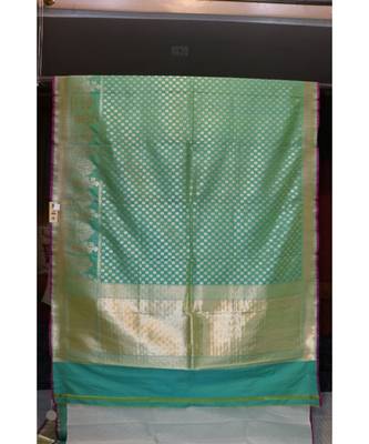 Turquoise Handloom Silk Saree 1