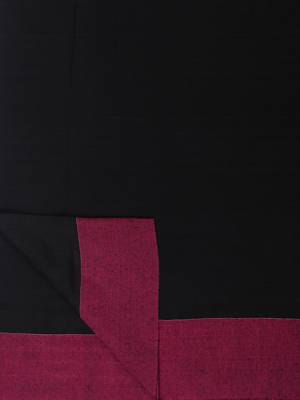 Black Plain Work Khadi Cotton Handloom Saree With Blouse 6