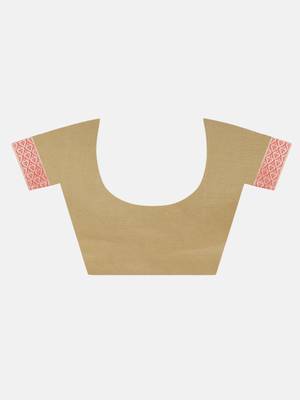 Cream Woven Banarasi Saree With Blouse 4