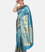 Blue Woven Banarasi Saree With Blouse