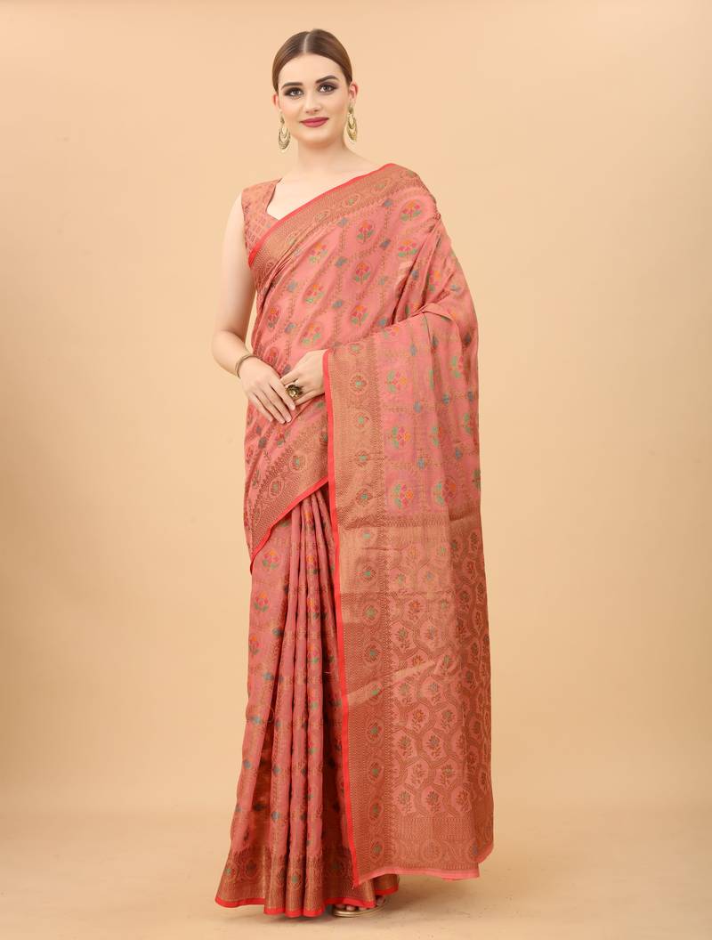 Women'S Designer  Banarasi Saree With Designer Blouse