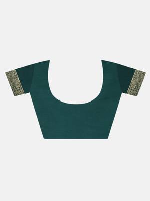 Green Woven Banarasi Saree With Blouse 4