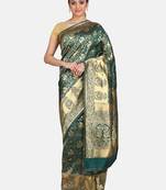 Green Woven Banarasi Saree With Blouse