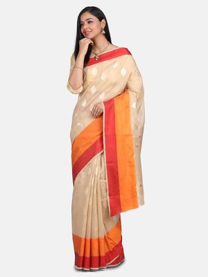 Womens  Designer Grey Linen Tissue Saree With  Blouse 1