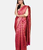 Pink Woven Art Silk Saree With Blouse