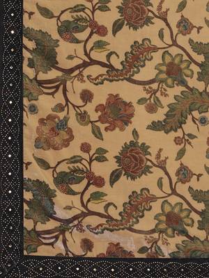 Beige printed velvet saree with blouse 4