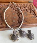 Beautiful oxidized silver designer necklace set-DJ08036