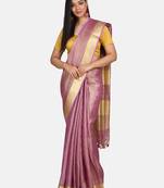 Purple Tissue Linen Handwoven Saree With Blouse Piece