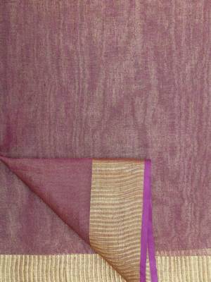 Purple Tissue Linen Handwoven Saree With Blouse Piece 6