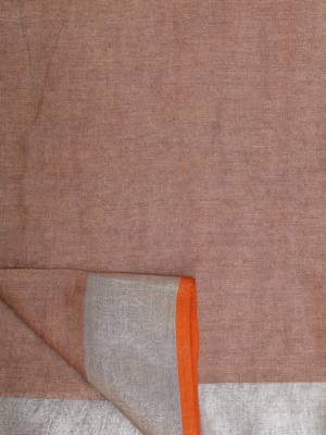Grey Hand Woven Linen Saree With Blouse 6