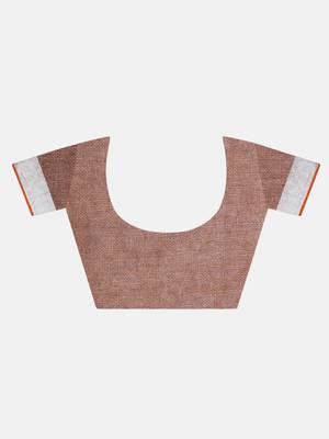 Grey Hand Woven Linen Saree With Blouse 7