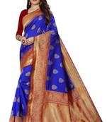Royal blue pure Rapier weaving soft silk Saree