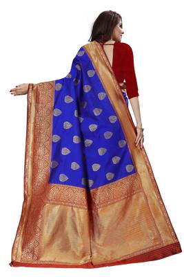 Royal blue pure Rapier weaving soft silk Saree 2
