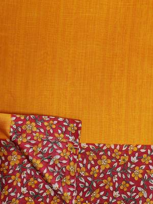 Yellow Printed Art Silk Saree With Blouse 6