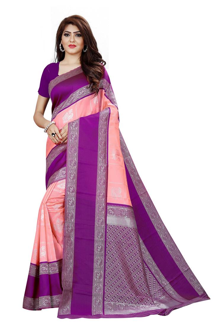  Peach colour Kanchipuram Silk Saree