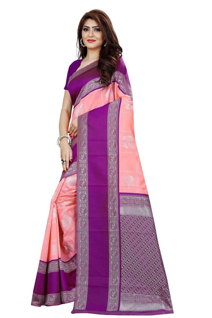  Peach colour Kanchipuram Silk Saree