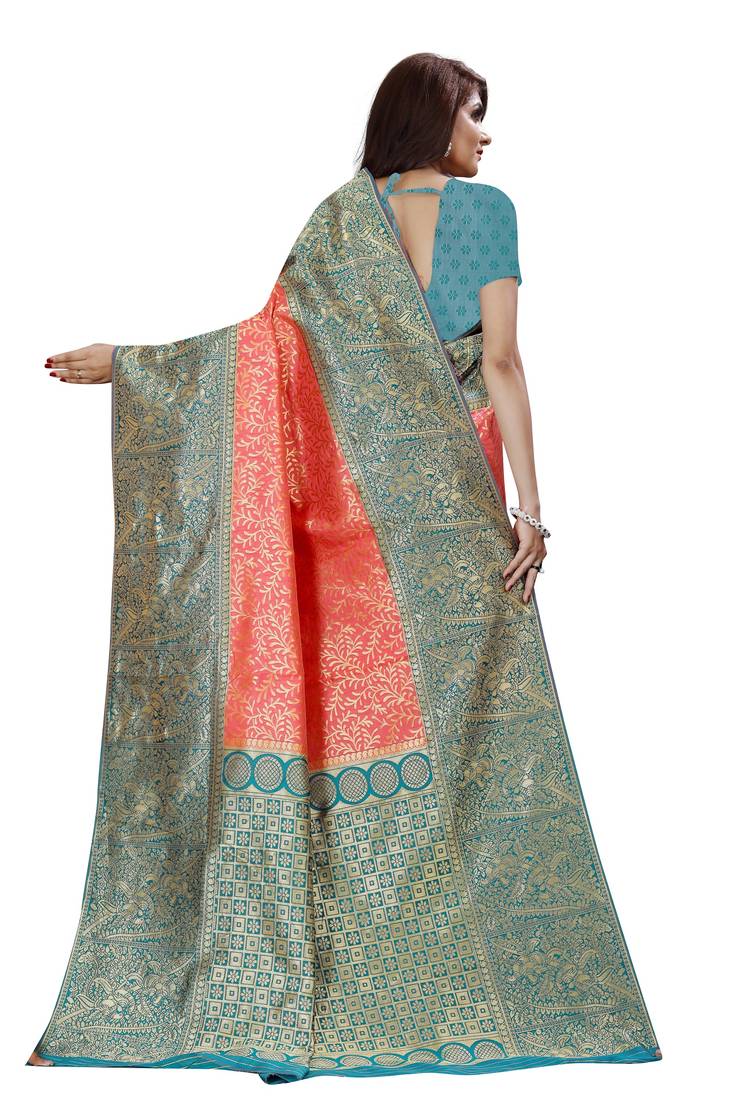 peach tissue sarees