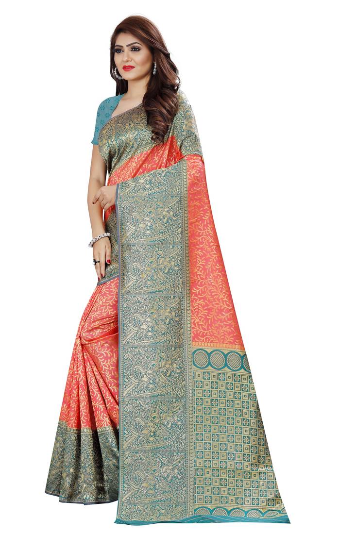 peach tissue sarees