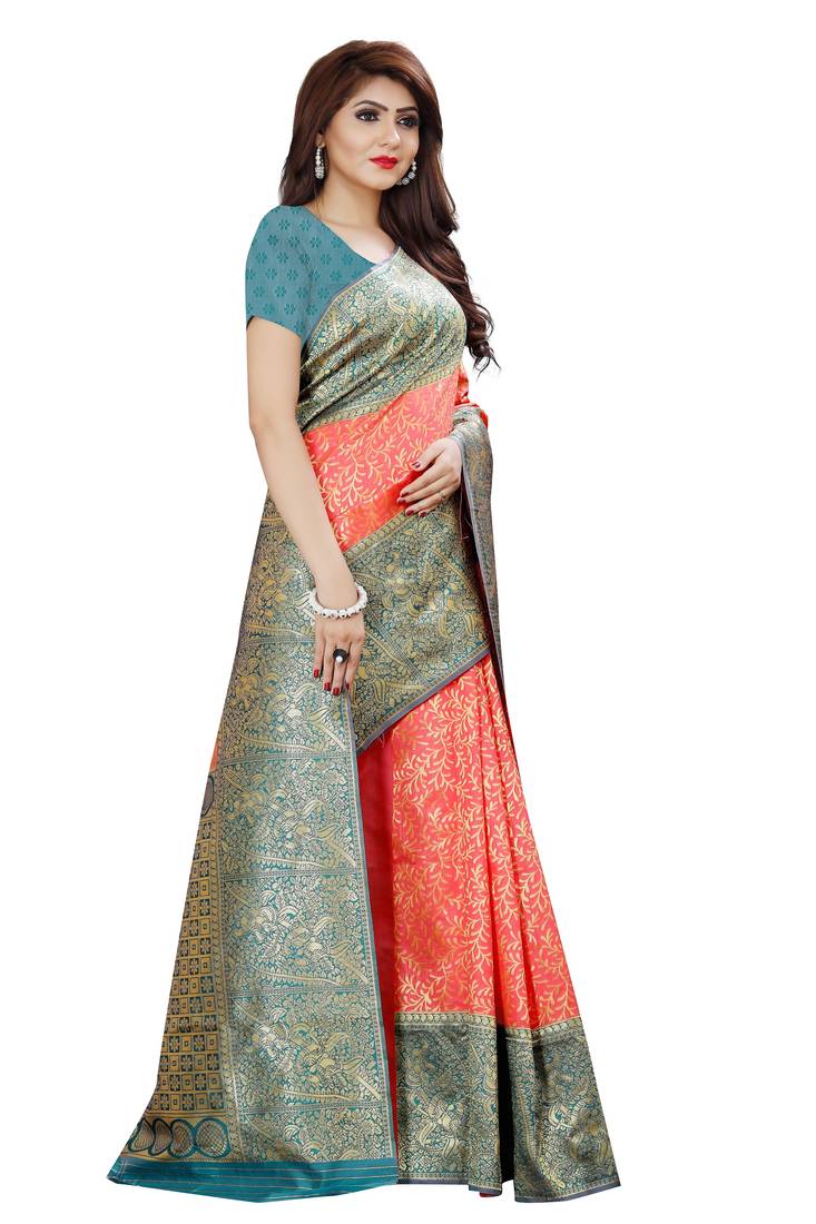 peach tissue sarees