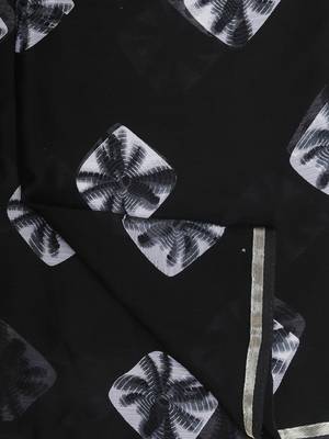 Black printed chiffon saree with blouse 6