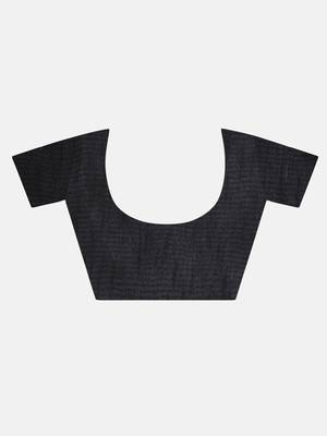 Black printed chiffon saree with blouse 7