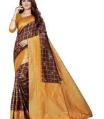 yellow kuppadam border with silver zari zigzag patern silk saree