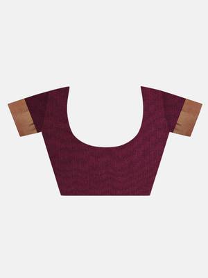 Maroon Woven Chanderi Silk Saree With Blouse 7