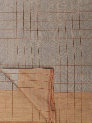 Beige Woven Cotton Silk Saree With Blouse 4