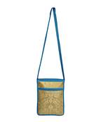 Lalhaveli Shoulder Handbag Women Cross body Bag Elephant & Peacock Design Brocade Silk Purse Pouch (Turquoise)