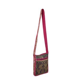 Lalhaveli Traditional Style Brocade Silk Elephant Design Women Tote Bag Cross Body Bag for Girls Shoulder Bag 2