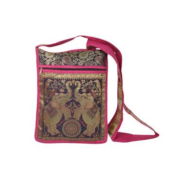 Lalhaveli Traditional Style Brocade Silk Elephant Design Women Tote Bag Cross Body Bag for Girls Shoulder Bag 4