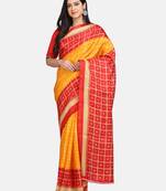 Red Printed Poly Silk Saree With Blouse