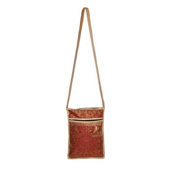Lalhaveli Fashion Bag Hobos Purse Clutches Brocade Silk Animals Print Handmade Shoulder Bag Handbag (10X15,Beige) 1