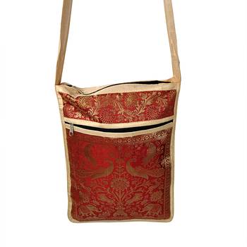 Lalhaveli Fashion Bag Hobos Purse Clutches Brocade Silk Animals Print Handmade Shoulder Bag Handbag (10X15,Beige) 3