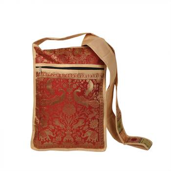 Lalhaveli Fashion Bag Hobos Purse Clutches Brocade Silk Animals Print Handmade Shoulder Bag Handbag (10X15,Beige) 4