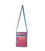 Lalhaveli Handmade Brocade Silk Manadala Design Tote Sling Shoulder Bag Women's Fashion Bag Handbag (10X15 Inch)