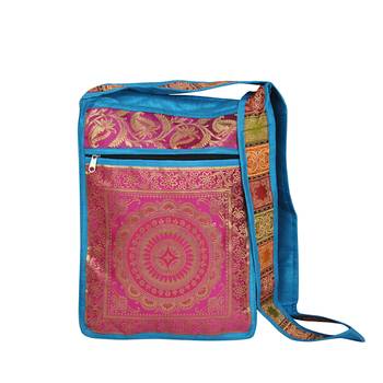 Lalhaveli Handmade Brocade Silk Manadala Design Tote Sling Shoulder Bag Women's Fashion Bag Handbag (10X15 Inch) 3