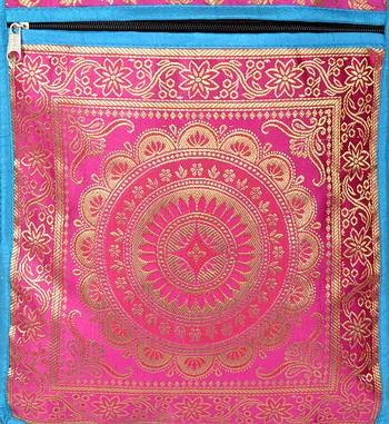 Lalhaveli Handmade Brocade Silk Manadala Design Tote Sling Shoulder Bag Women's Fashion Bag Handbag (10X15 Inch) 4