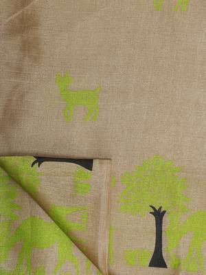 Beige Printed Art Silk Saree With Blouse 5