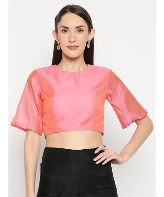 Desi Weavess Pink Solid Blouse 1