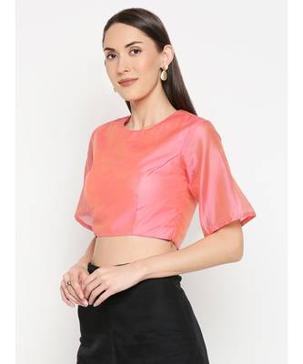 Desi Weavess Pink Solid Blouse 2