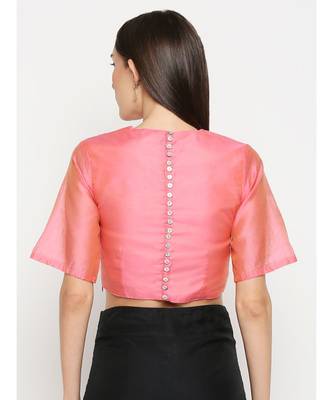 Desi Weavess Pink Solid Blouse 3